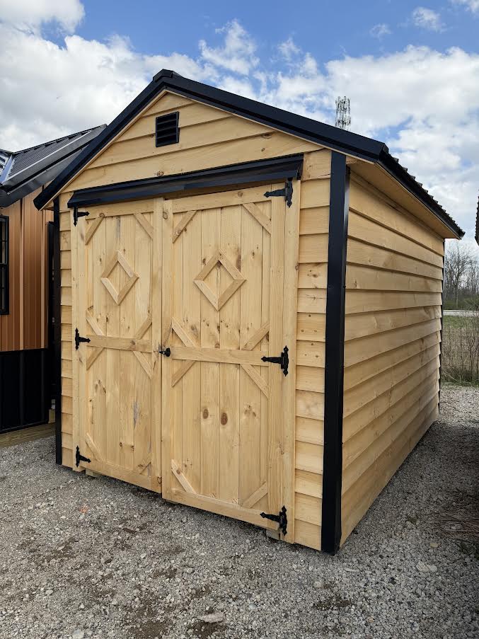 8' x 12' Amish-Built Rough Sawn Storage with French Double Doors & Window*