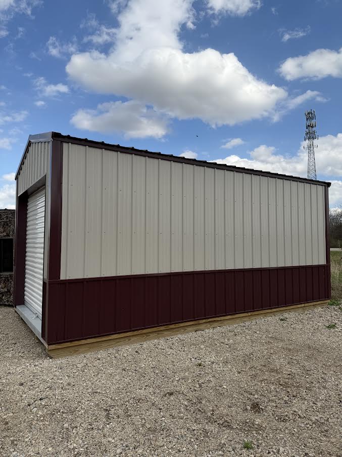 10' x 20' Amish-Built Metal Storage Building with Roll-Up Door & Wainscoting*
