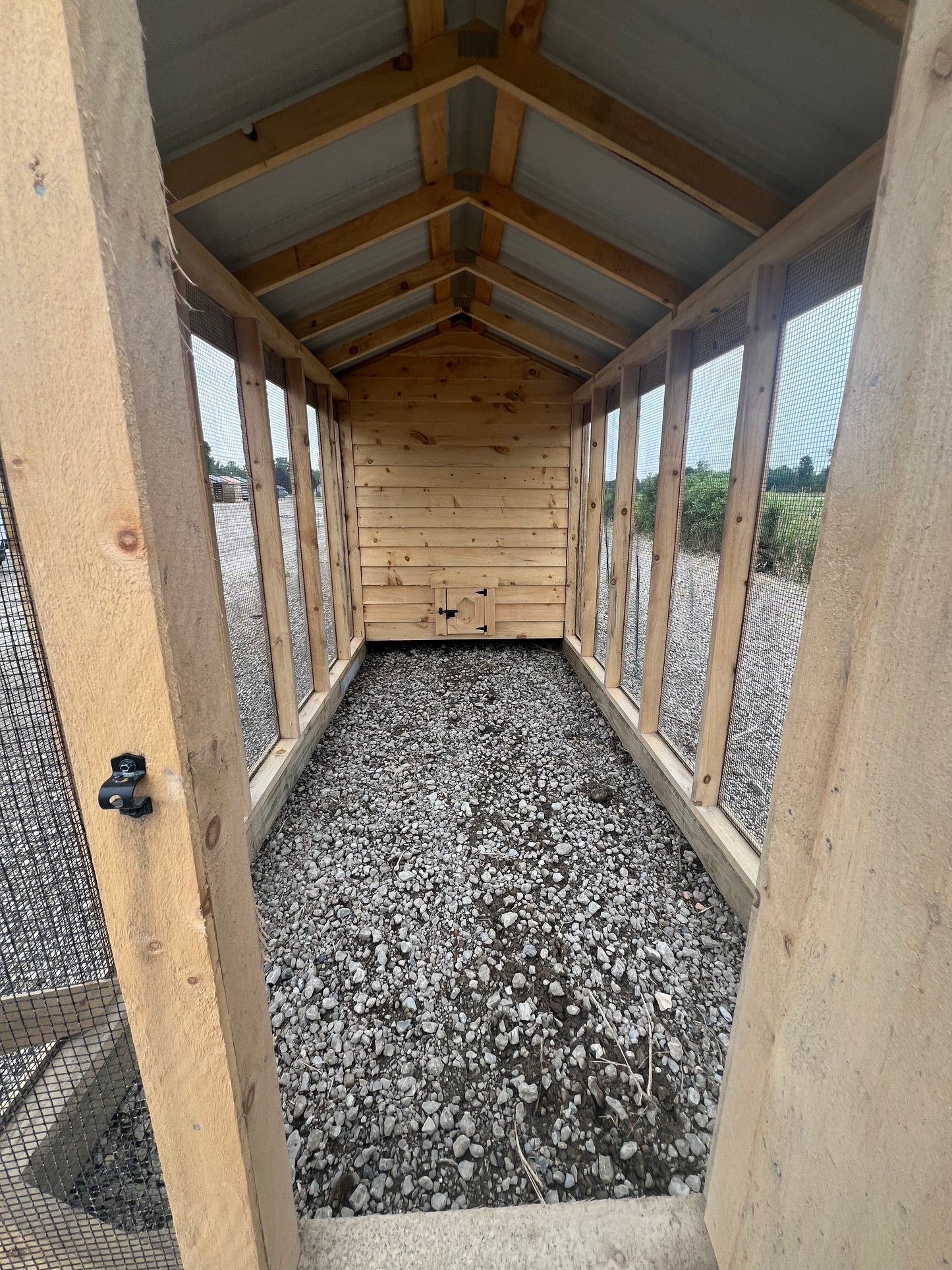 6x26 Rough Sawn Chicken Coop with Black Roof