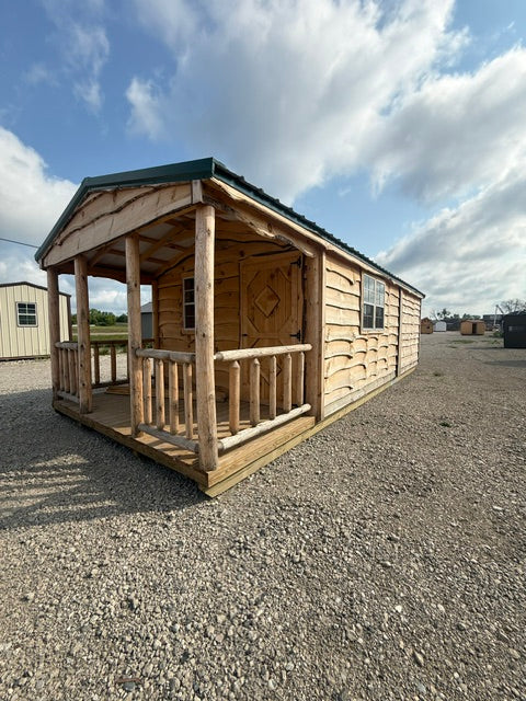 12' x 30' Amish-Built Live Edge Structure with Peeled Log Porch