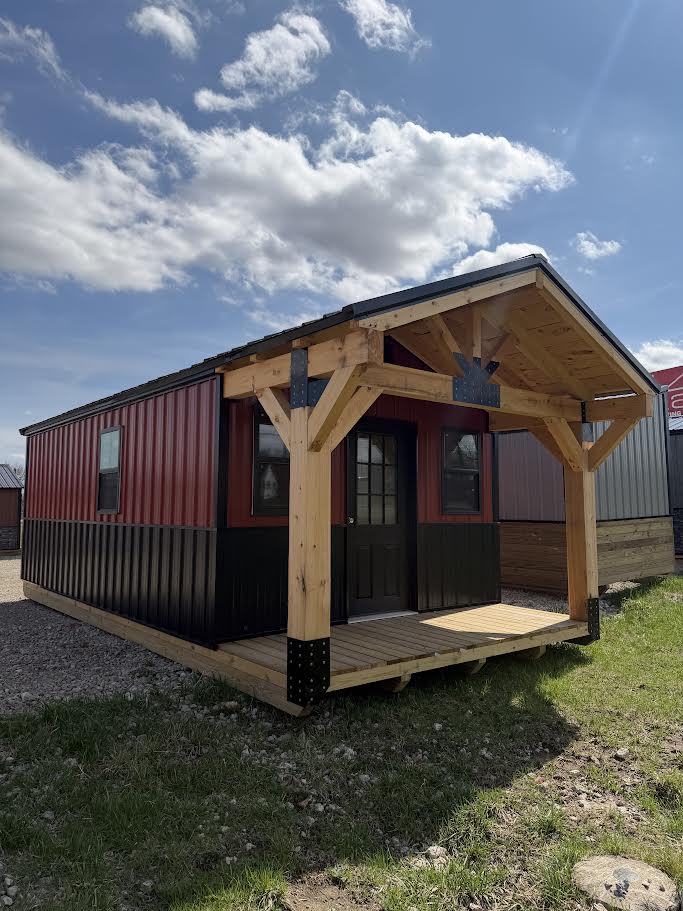 12' x 24' Amish-Built Steel Structure with Timber Frame Porch*