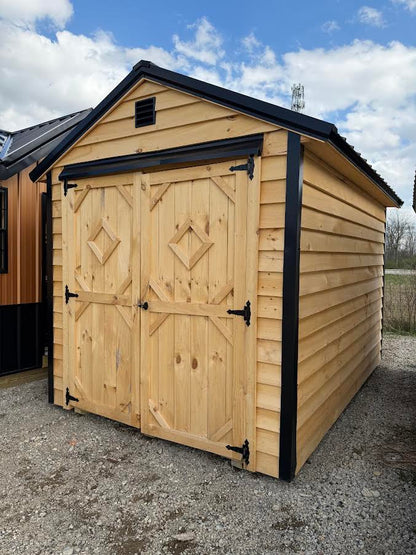 8' x 12' Amish-Built Rough Sawn Storage with French Double Doors & Window*