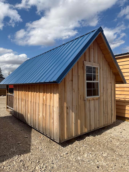 8' x 16' Amish-Built Rough Sawn Playhouse with Timber Frame Porch, Loft & Built-In Features*