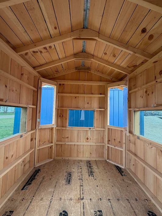 8'x12' 1/2 Octagon 1/2 Amish Made Square Deer Blind with Bunk Beds*