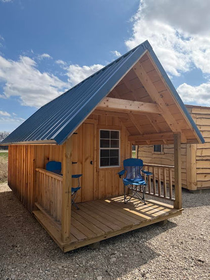 8' x 16' Amish-Built Rough Sawn Playhouse with Timber Frame Porch, Loft & Built-In Features*