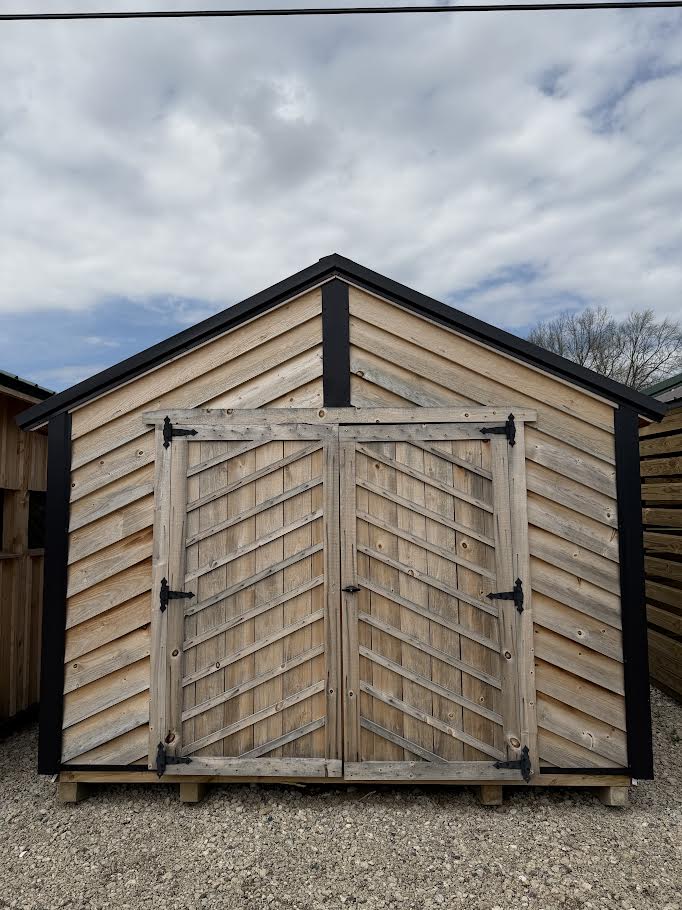 10×12 Amish Made Rough Sawn Shed – Black Roof*