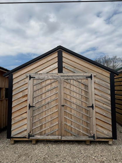 10×12 Amish Made Rough Sawn Shed – Black Roof*