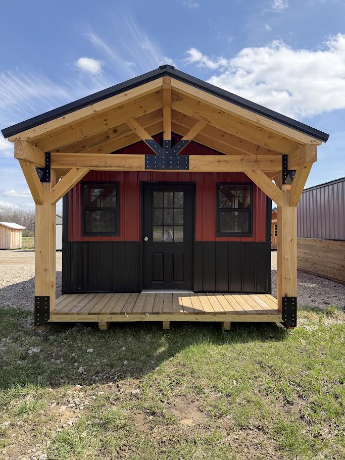12' x 24' Amish-Built Steel Structure with Timber Frame Porch*