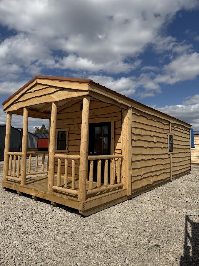 12' x 30' Amish-Built Live Edge Structure with 6' Peeled Log Porch*