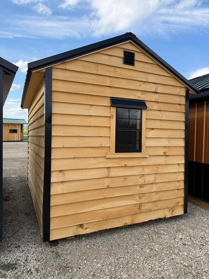 8' x 12' Amish-Built Rough Sawn Storage with French Double Doors & Window*