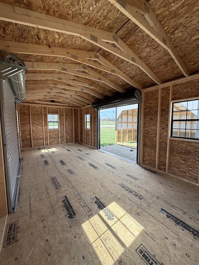12' x 24' Amish-Built Steel Structure with Wood Grain & Stacked Stone Wainscoting*