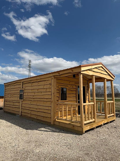 12' x 30' Amish-Built Live Edge Structure with 6' Peeled Log Porch*