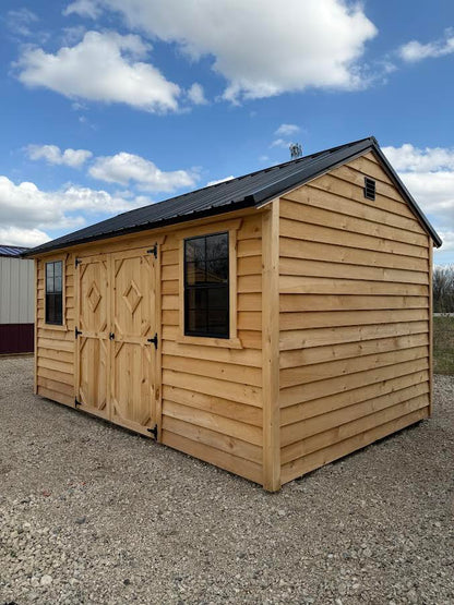 10' x 16' Amish-Built Rough Sawn Structure with French Double Doors & Steel Roof*