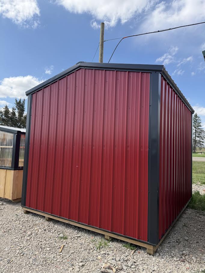 10'x12' Amish Made Steel Storage Building with 8' Roll up door and Side Entry*