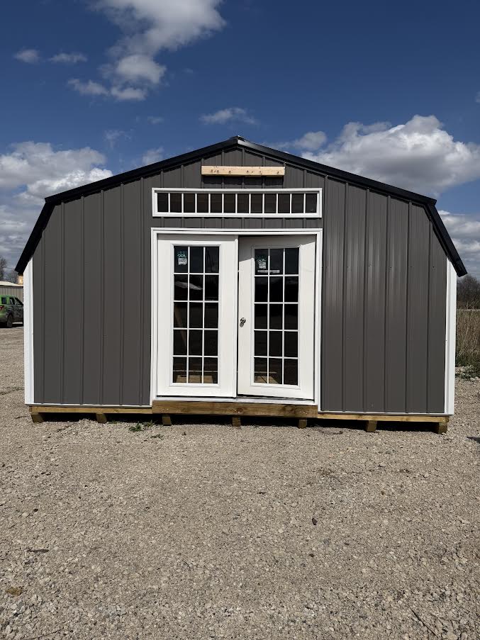 16' x 40' Amish-Built Metal Structure with Gambrel Roof, Garage Door & French Glass Entry*