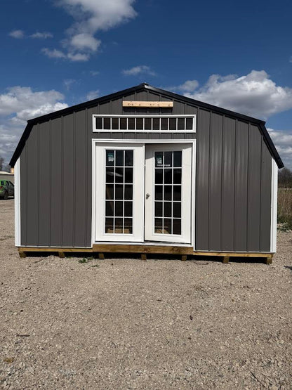 16' x 40' Amish-Built Metal Structure with Gambrel Roof, Garage Door & French Glass Entry*