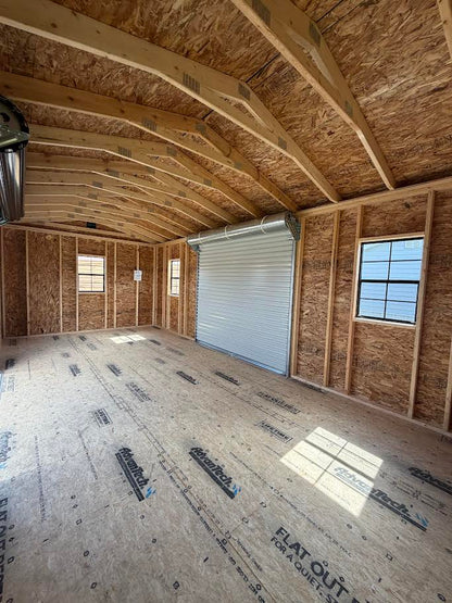 12' x 24' Amish-Built Steel Structure with Wood Grain & Stacked Stone Wainscoting*