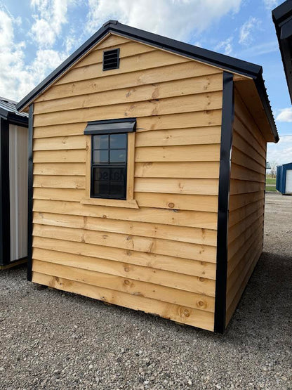 8' x 12' Amish-Built Rough Sawn Storage with French Double Doors & Window*
