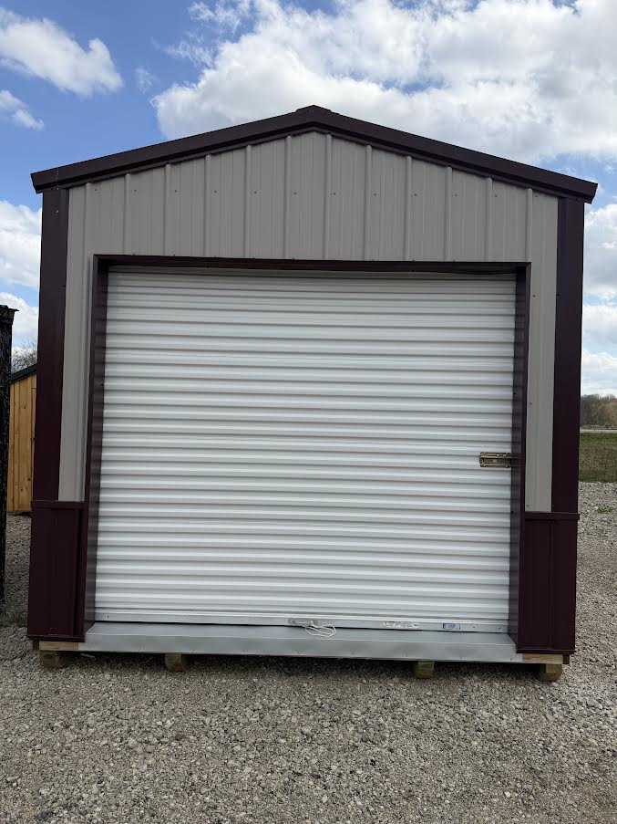 10' x 20' Amish-Built Metal Storage Building with Roll-Up Door & Wainscoting*