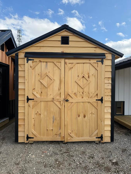 8' x 12' Amish-Built Rough Sawn Storage with French Double Doors & Window*