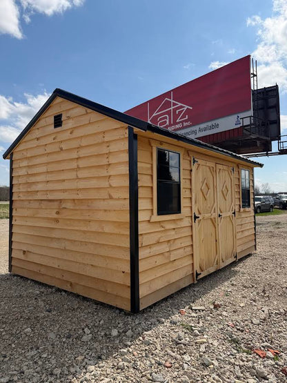 10' x 16' Amish-Built Rough Sawn Structure with French Double Doors & Steel Roof*