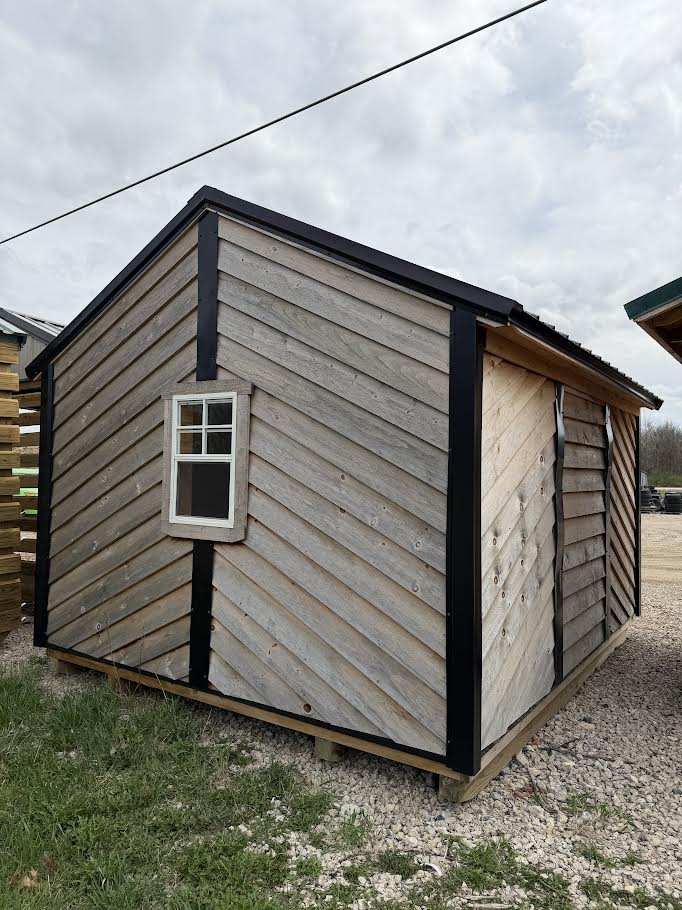 10×12 Amish Made Rough Sawn Shed – Black Roof*