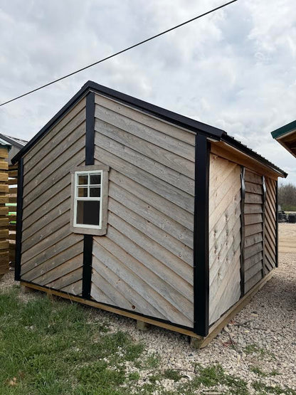 10×12 Amish Made Rough Sawn Shed – Black Roof*