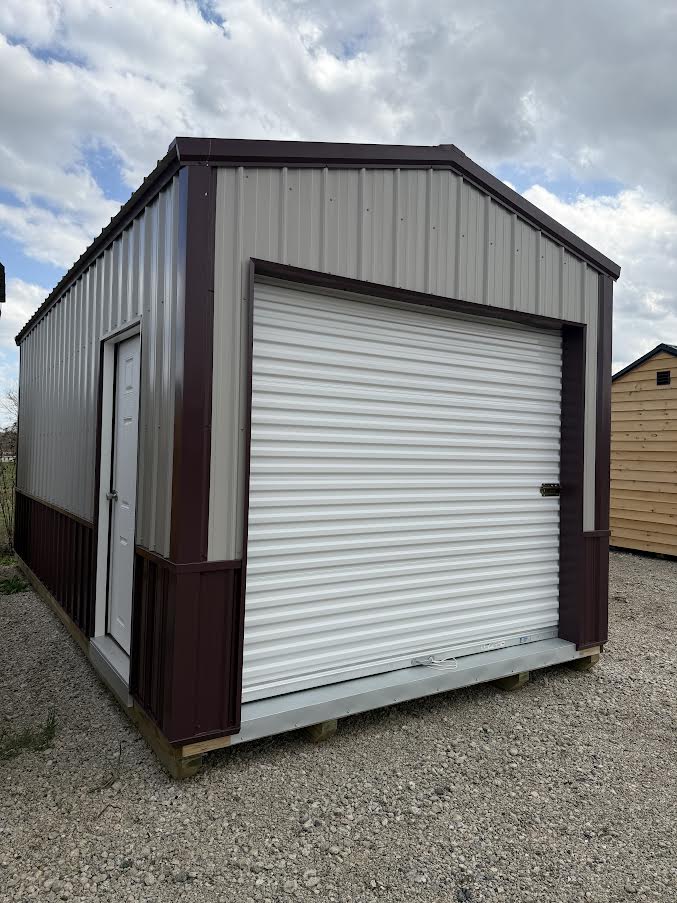 10' x 20' Amish-Built Metal Storage Building with Roll-Up Door & Wainscoting*