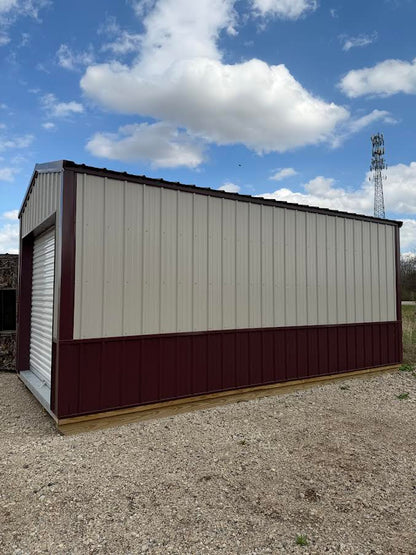 10' x 20' Amish-Built Metal Storage Building with Roll-Up Door & Wainscoting*