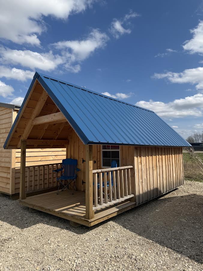 8' x 16' Amish-Built Rough Sawn Playhouse with Timber Frame Porch, Loft & Built-In Features*