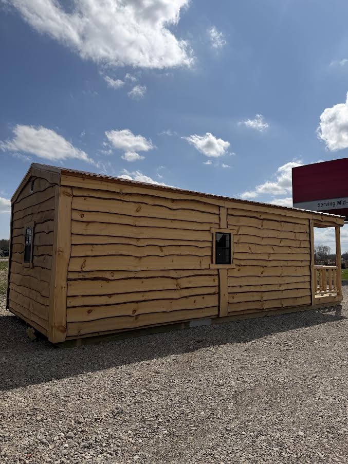 12' x 30' Amish-Built Live Edge Structure with 6' Peeled Log Porch*
