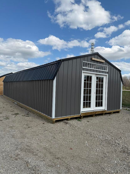 16' x 40' Amish-Built Metal Structure with Gambrel Roof, Garage Door & French Glass Entry*