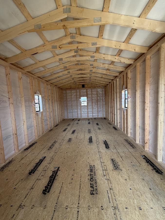12' x 30' Amish-Built Live Edge Structure with Peeled Log Porch, Metal Roof & Wrapped Enclosure*