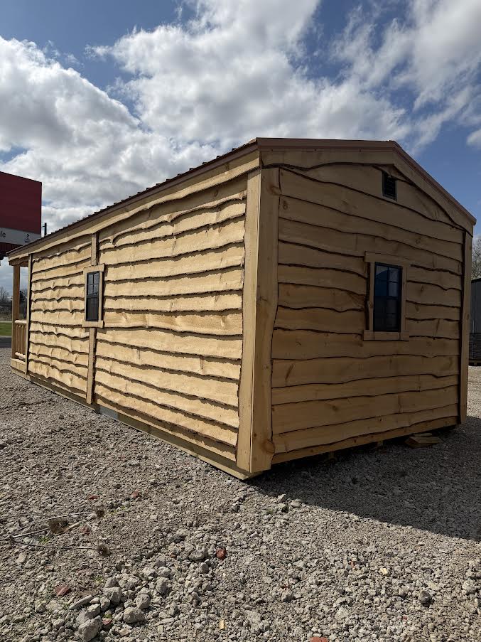12' x 30' Amish-Built Live Edge Structure with 6' Peeled Log Porch*