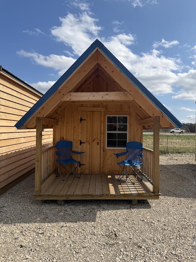 8' x 16' Amish-Built Rough Sawn Playhouse with Timber Frame Porch, Loft & Built-In Features*