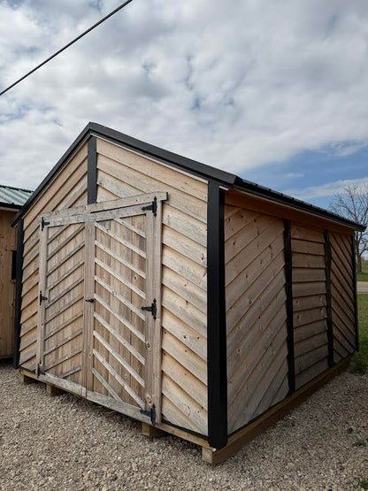 10×12 Amish Made Rough Sawn Shed – Black Roof*