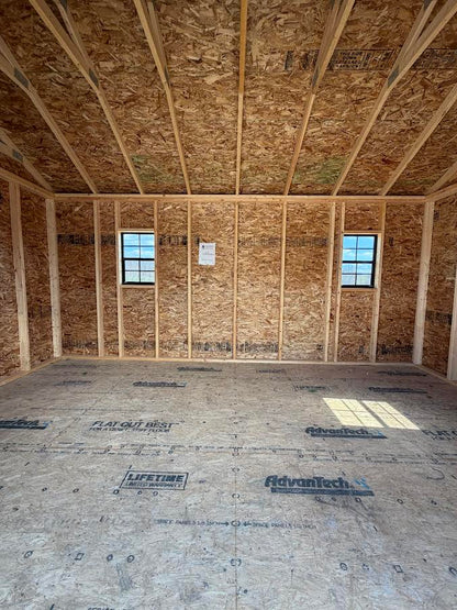 10' x 16' Amish-Built Steel Structure with Roll-Up Door, Windows & Modern Wainscoting*