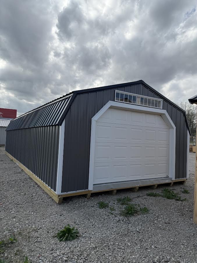 16' x 40' Amish-Built Metal Structure with Gambrel Roof, Garage Door & French Glass Entry*