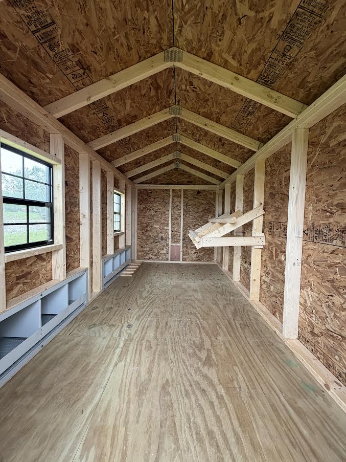 6' x 12' Amish-Built Chicken Coop with Metal Wainscoting, Nesting Boxes & Auto Chicken Door*