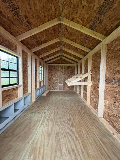 6' x 12' Amish-Built Chicken Coop with Metal Wainscoting, Nesting Boxes & Auto Chicken Door*