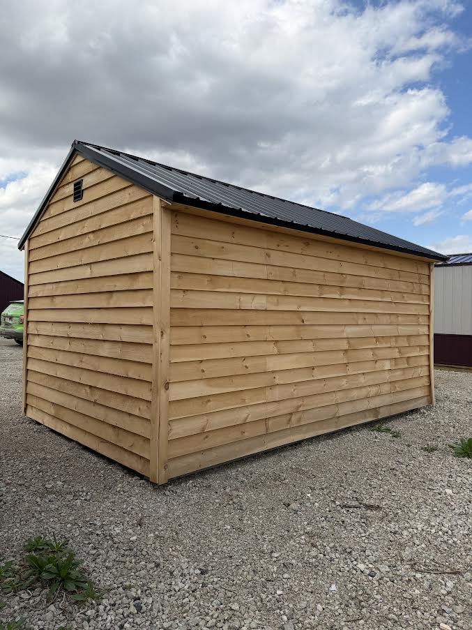 10' x 16' Amish-Built Rough Sawn Structure with French Double Doors & Steel Roof*