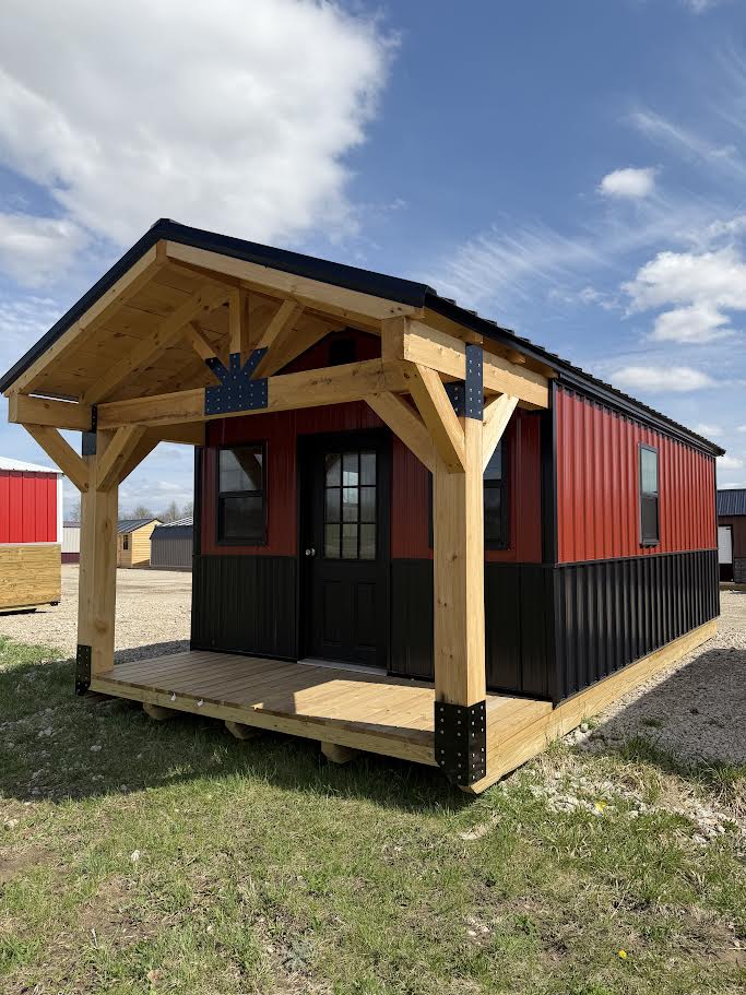 12' x 24' Amish-Built Steel Structure with Timber Frame Porch*