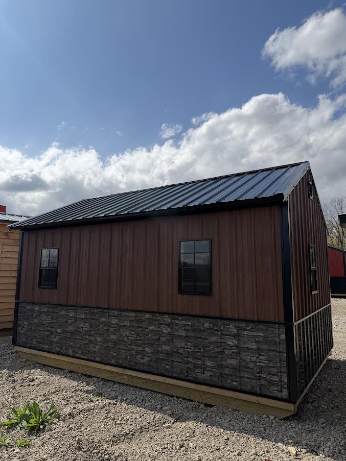 10' x 16' Amish-Built Steel Structure with Roll-Up Door, Windows & Modern Wainscoting*