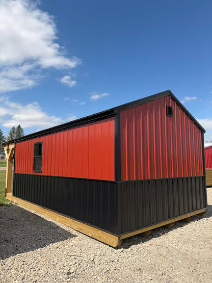 12' x 24' Amish-Built Steel Structure with Timber Frame Porch*