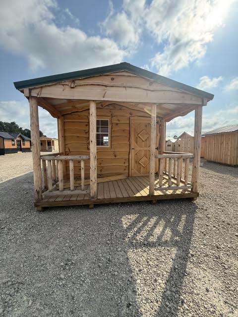 12' x 30' Amish-Built Live Edge Structure with Peeled Log Porch