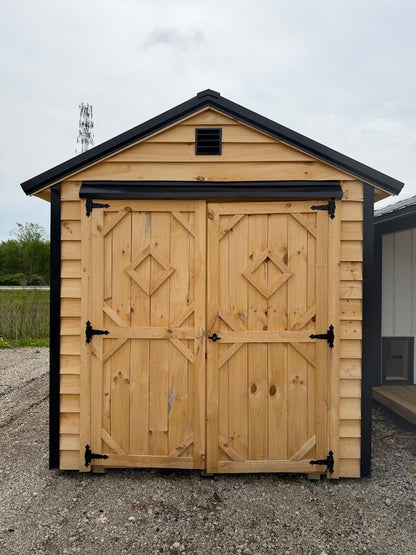 8' x 12' Amish-Built Rough Sawn Storage with French Entry Doors & Window*