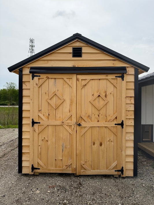 8' x 12' Amish-Built Rough Sawn Storage with French Entry Doors & Window*