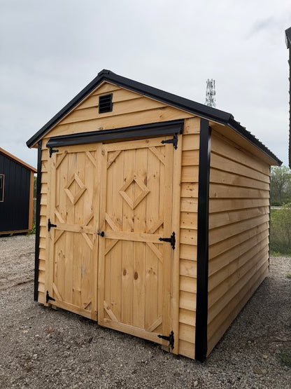 8' x 12' Amish-Built Rough Sawn Storage with French Entry Doors & Window*