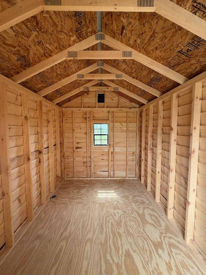 8' x 12' Amish-Built Rough Sawn Storage with French Entry Doors & Window*