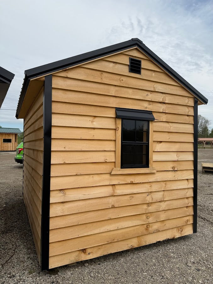 8' x 12' Amish-Built Rough Sawn Storage with French Entry Doors & Window*